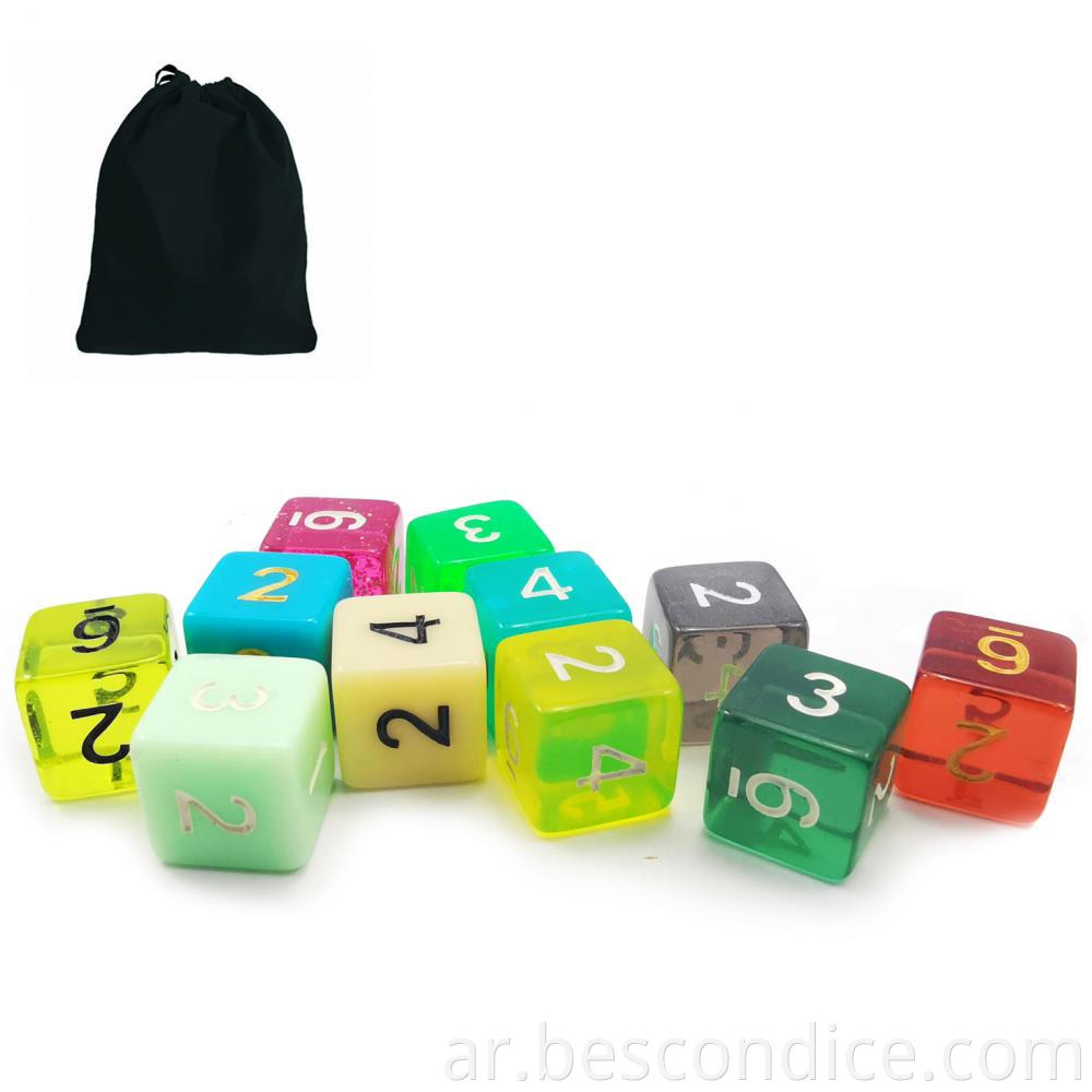 10 Count Assorted Random D6 Dice 1 6